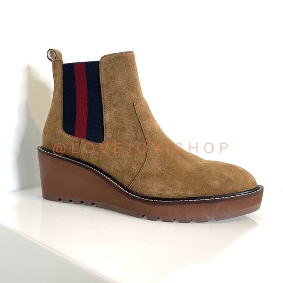 Minimalist | Cecelia for Anthropologie Tan Suede Platform Pull-On Boot | Wedge - Picture 1 of 16